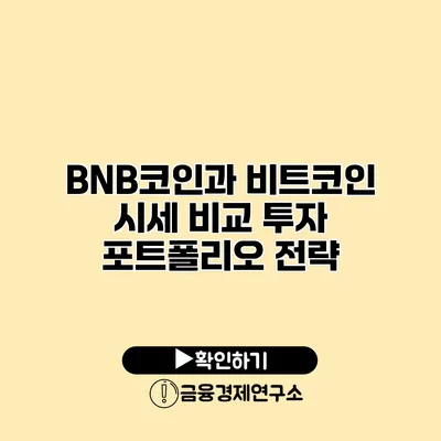BNB코인과 비트코인 시세 비교 투자 포트폴리오 전략
