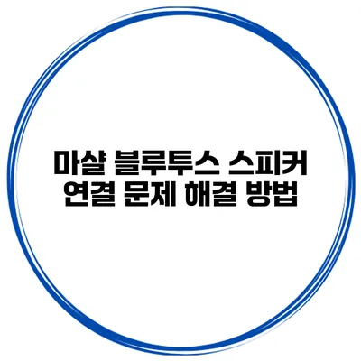 마샬 블루투스 스피커 연결 문제 해결 방법