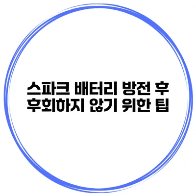 스파크 배터리 방전 후 후회하지 않기 위한 팁