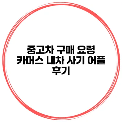 중고차 구매 요령 카머스 내차 사기 어플 후기