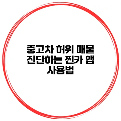 중고차 허위 매물 진단하는 찐카 앱 사용법