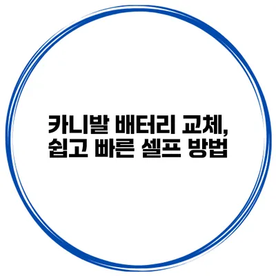 카니발 배터리 교체, 쉽고 빠른 셀프 방법