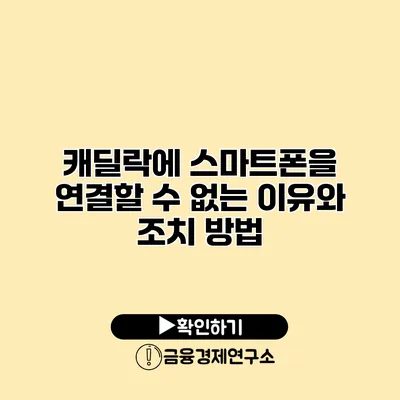 캐딜락에 스마트폰을 연결할 수 없는 이유와 조치 방법