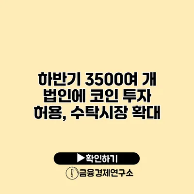 하반기 3500여 개 법인에 코인 투자 허용, 수탁시장 확대